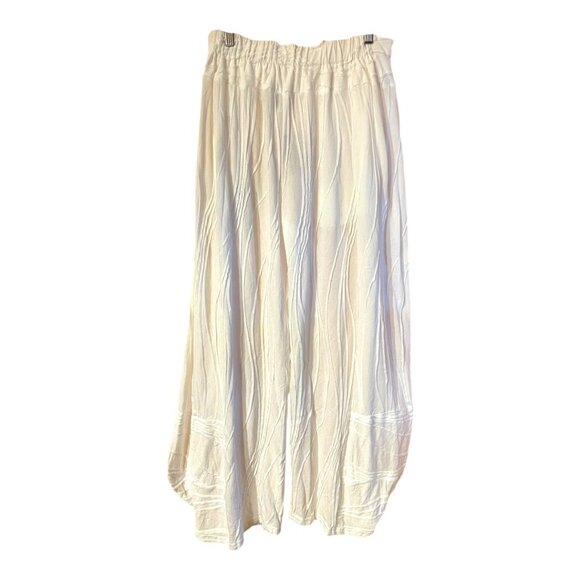 Windhorse Womens White Flowy Boho Cotton Elastic Waist Wide-Leg Pants L/XL - Picture 4 of 17